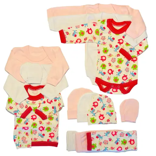 Triple Ajuar 0 a 3 Meses - 15 Piezas - 3 colores - Algodón